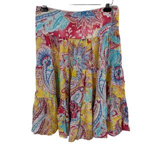 Lauren Ralph Lauren  Womens Tiered Paisley Skirt size medium petite Cotton